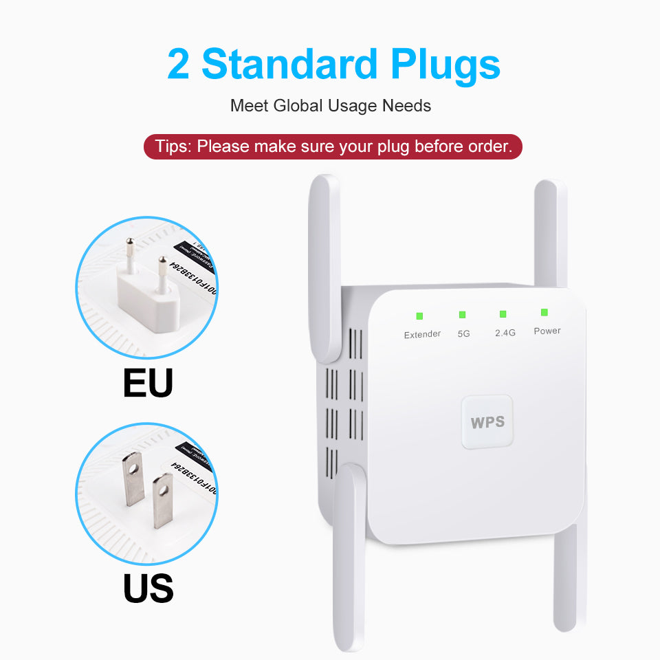 5G WiFi Repeater and Signal Booster 1200Mbps