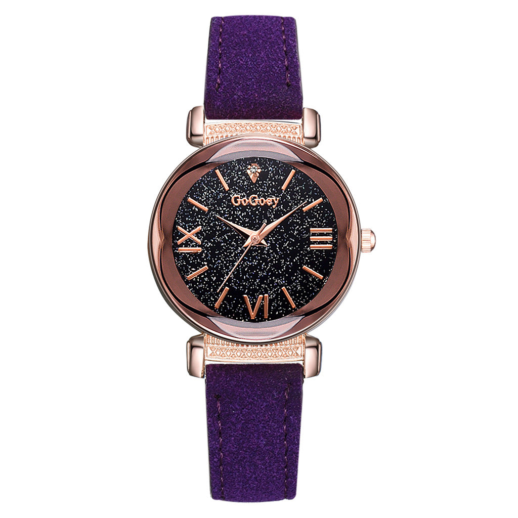 Starry Sky Women's Quartz Watch with Diamond Accents