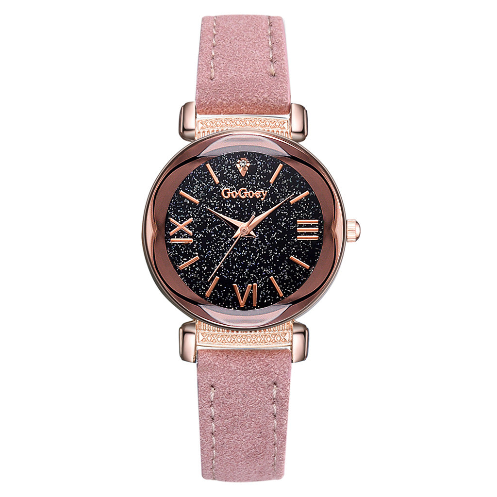 Starry Sky Women's Quartz Watch with Diamond Accents